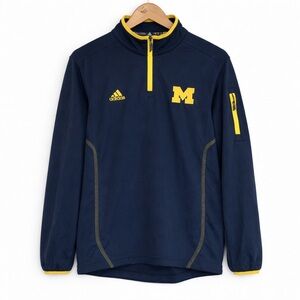 Adidas University of Michigan Navy & Yellow Quarter-Zip Pullover - small